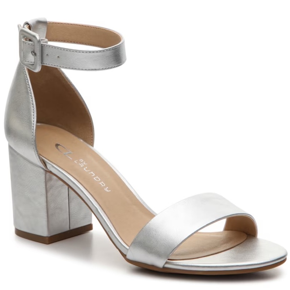 Silver Strappy Heel CL BY LAUNDRY JODY SANDAL